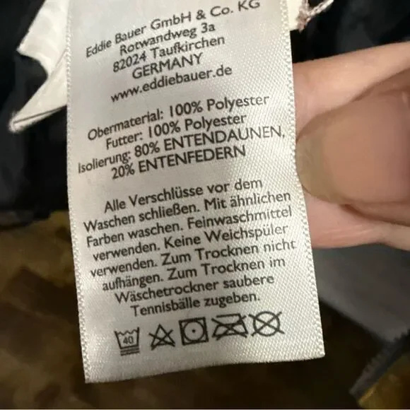 Eddie Bauer Men's EB650 Duck Down Puffer Jacket Size S Brown Full Zip Pockets - Picture 9 of 9